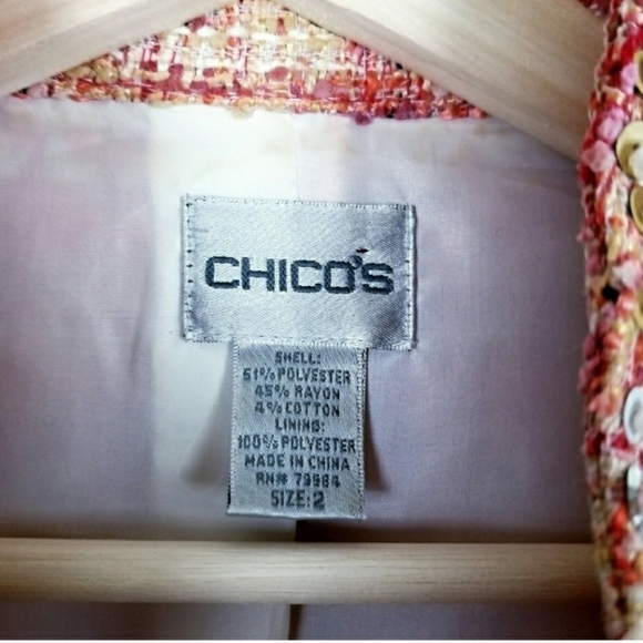 Chico's Jacqueline Orange Boucle Sequin Beaded Blazer - Picture 10 of 11